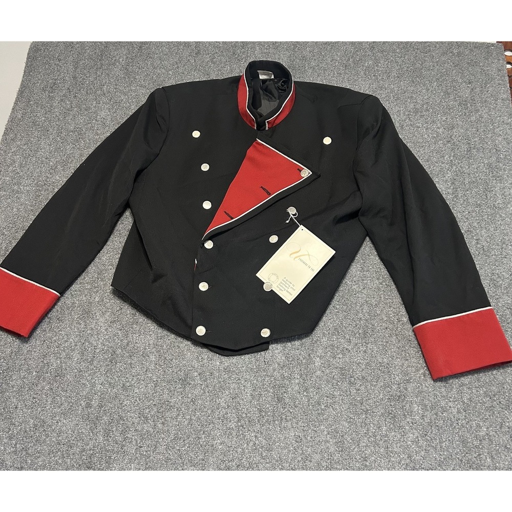 Chef‎ Jacket Size 48 Black And Red UTY Apparel Double Breasted Bistro NWT